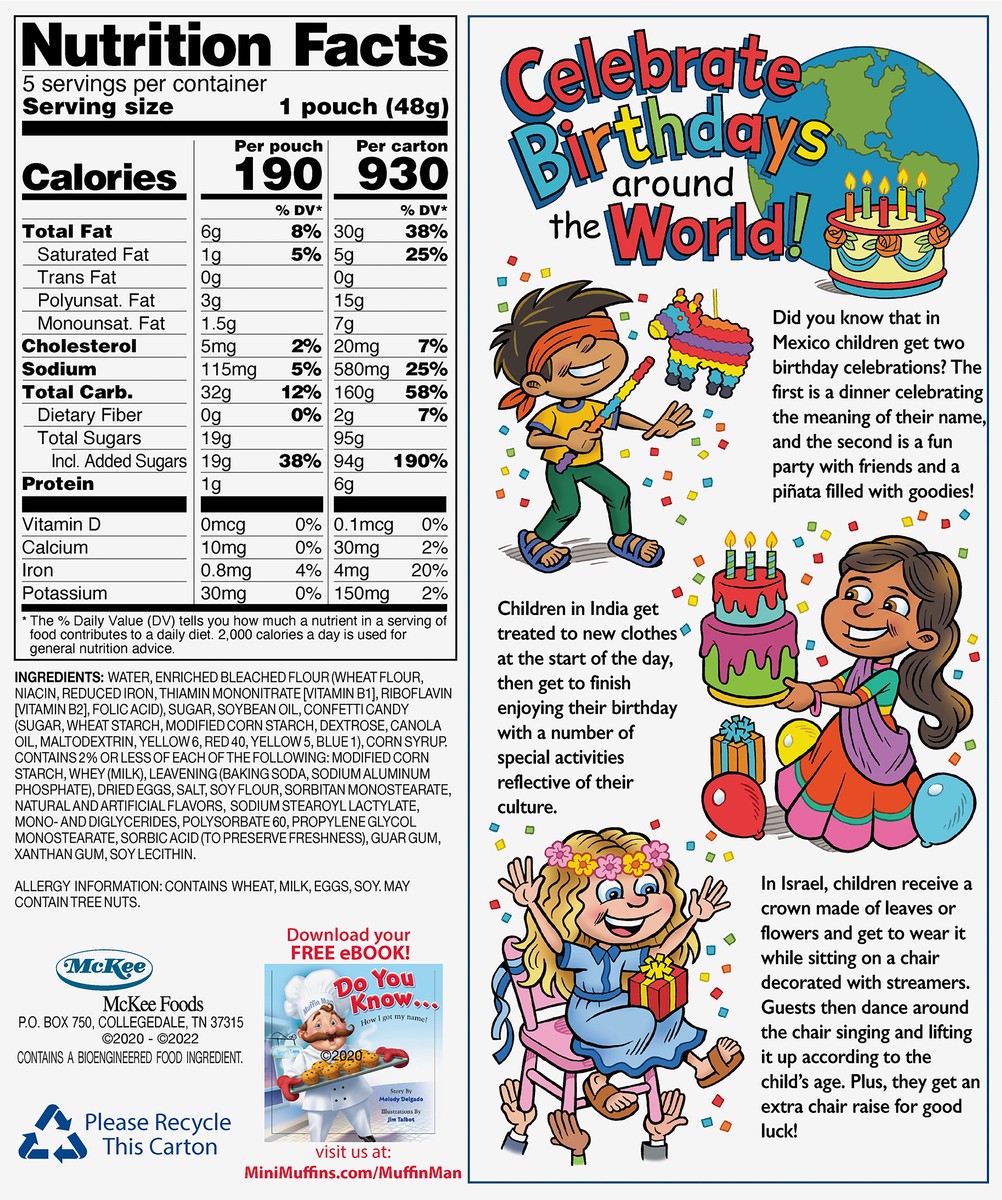 slide 3 of 7, Little Debbie Snack Cakes, Little Debbie Family Pack Mini Muffins (birthday cake), 5 ct