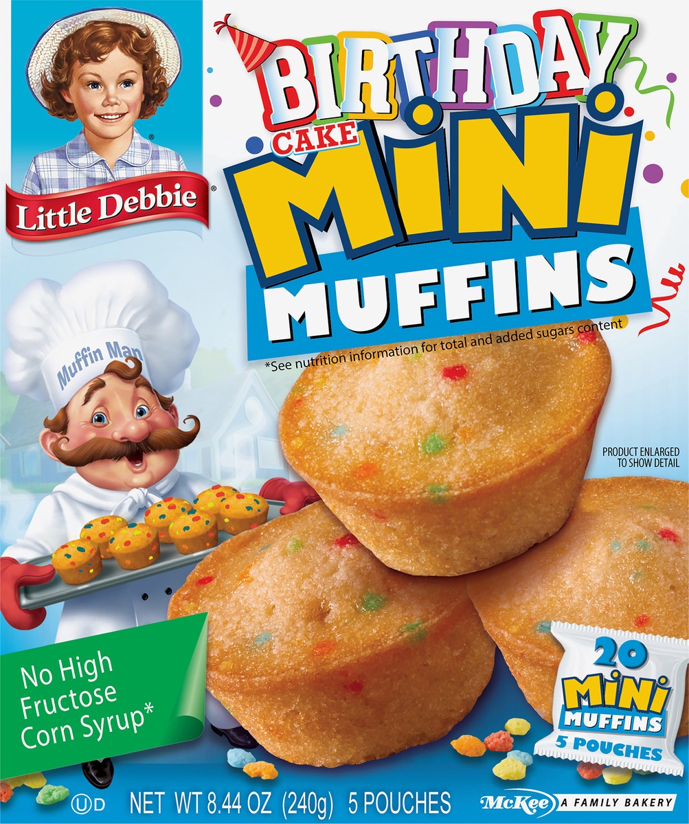 slide 4 of 7, Little Debbie Snack Cakes, Little Debbie Family Pack Mini Muffins (birthday cake), 5 ct