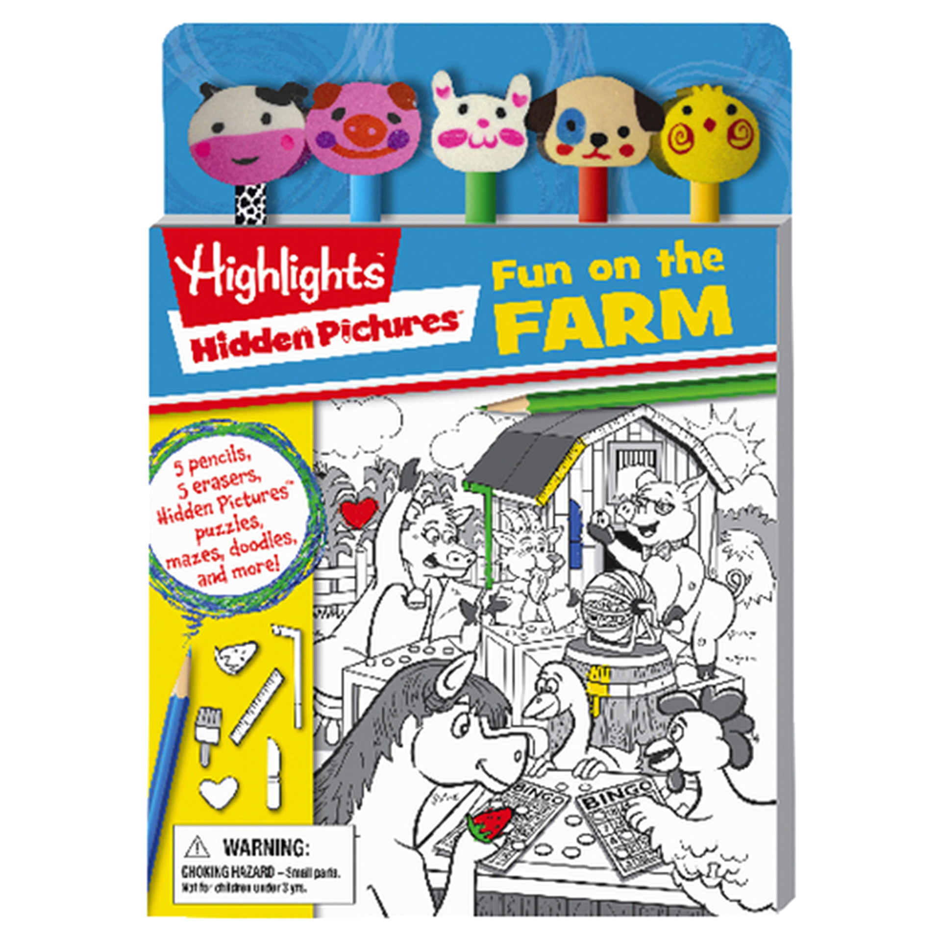 slide 1 of 1, Hidden Pictures Fun On The Farm Colored Pencil Toppers And Activity Book By Highlights, 1 ct