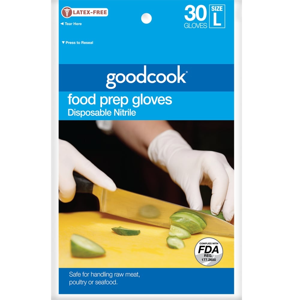 slide 1 of 1, Everyday Living Goodcook Large Disposable Nitrile Food Prep Gloves - White, 30 ct