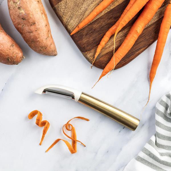 slide 1 of 1, Hy-Vee Seasons Peeler In Gold And Linen, 1 ct