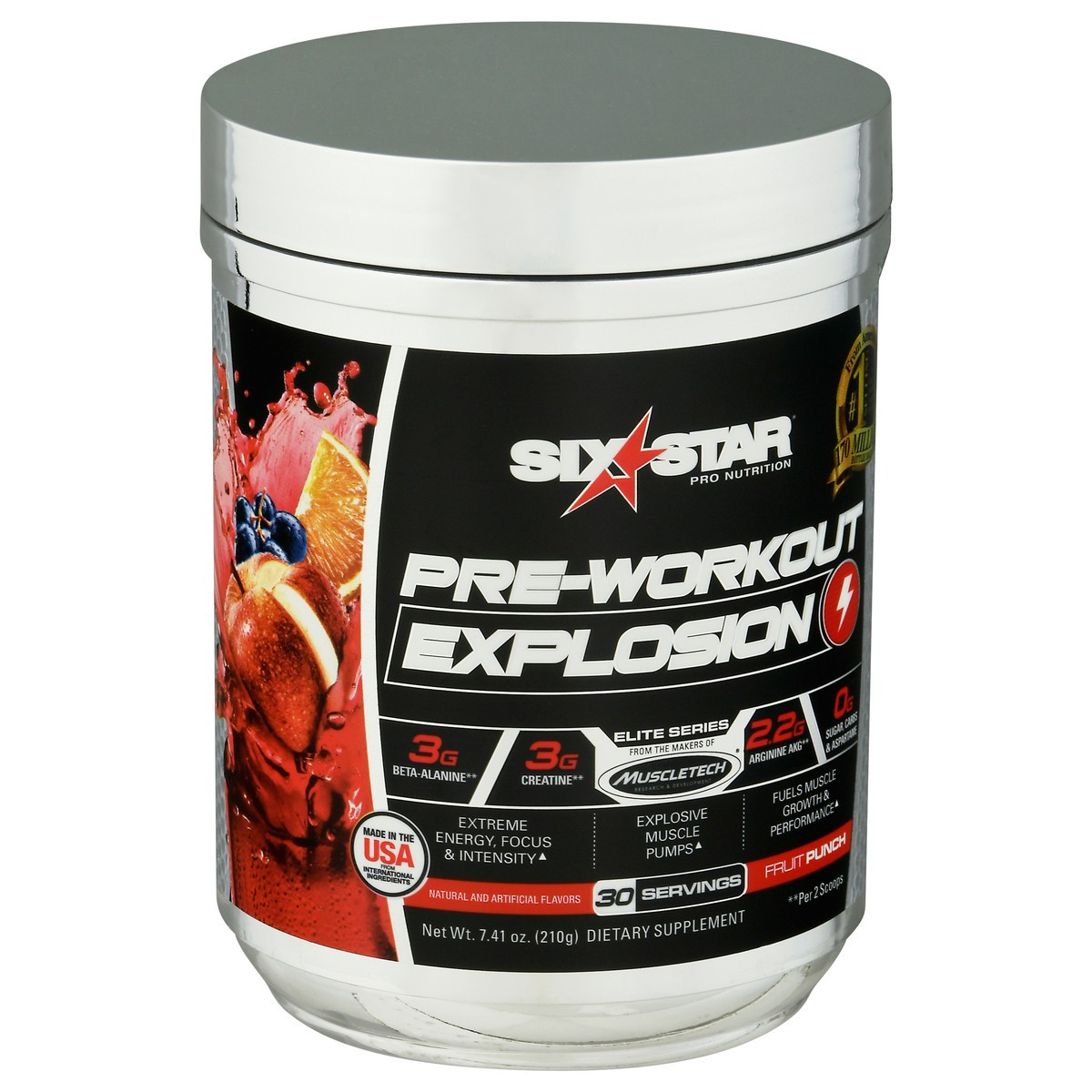 slide 4 of 9, Six Star Pre-workout Explosion Powder Fruit Punch Flavor, 6.4 oz