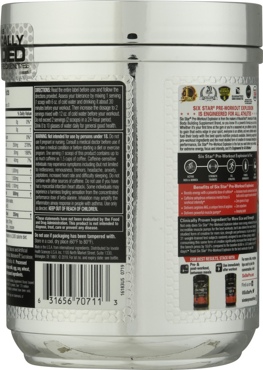 slide 5 of 9, Six Star Pre-workout Explosion Powder Fruit Punch Flavor, 6.4 oz