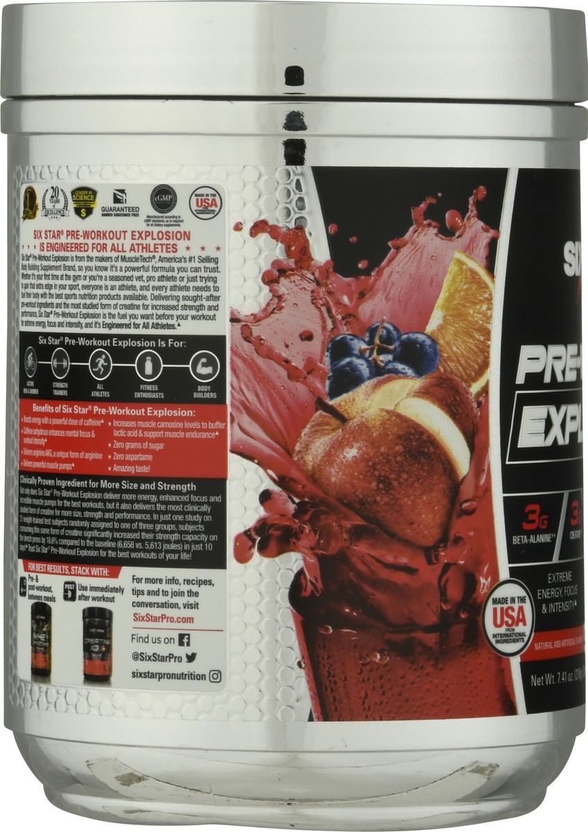 slide 6 of 9, Six Star Pre-workout Explosion Powder Fruit Punch Flavor, 6.4 oz