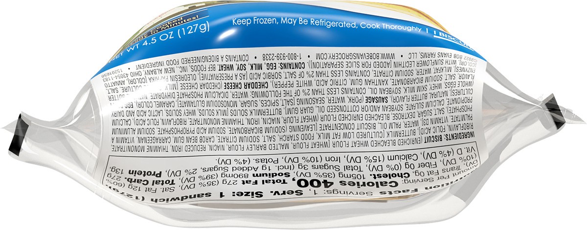 slide 4 of 9, Bob Evans Biscuit, Sausage, Egg & Cheese, 4.5 oz