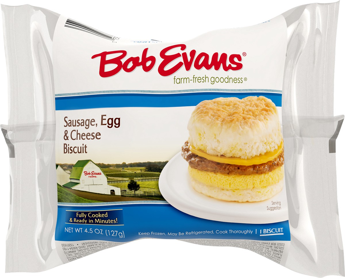 slide 6 of 9, Bob Evans Biscuit, Sausage, Egg & Cheese, 4.5 oz