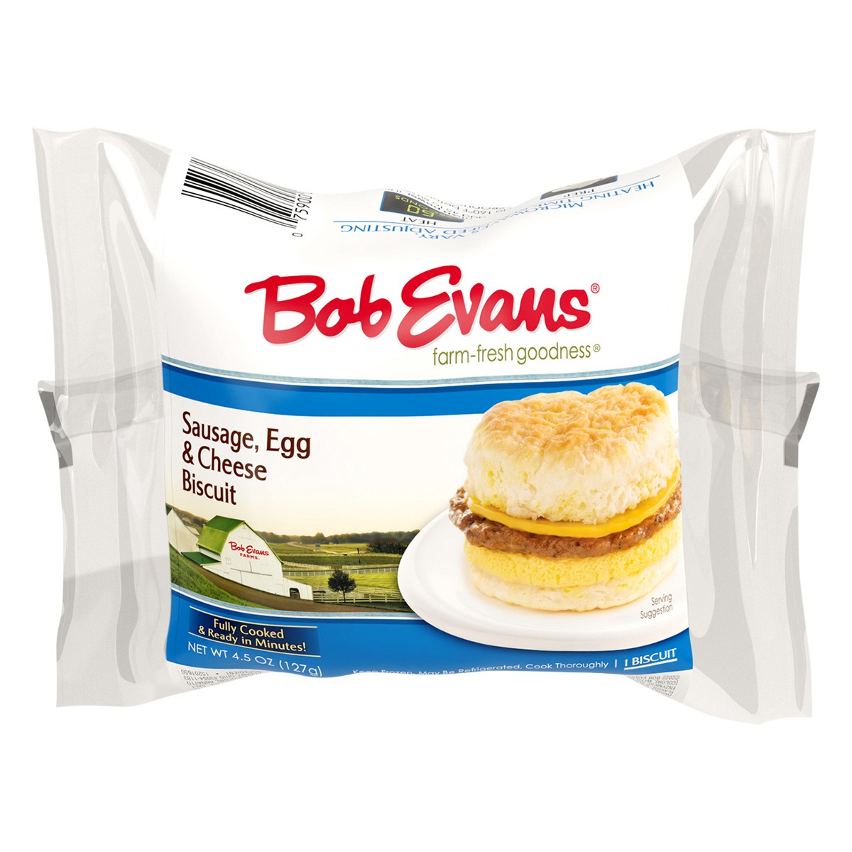 slide 1 of 9, Bob Evans Biscuit, Sausage, Egg & Cheese, 4.5 oz