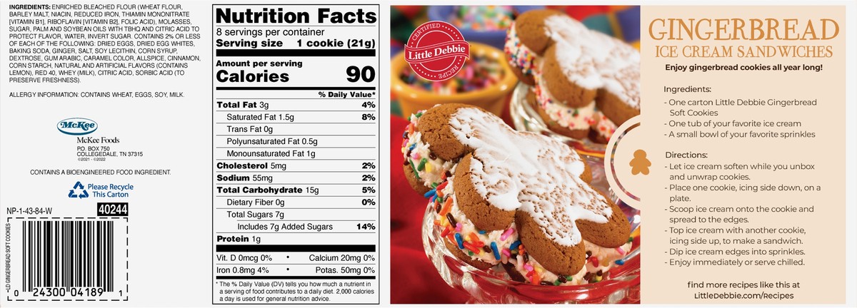 slide 3 of 12, Little Debbie Snack Cakes, Little Debbie Family Pack Gingerbread Cookies, 8 ct