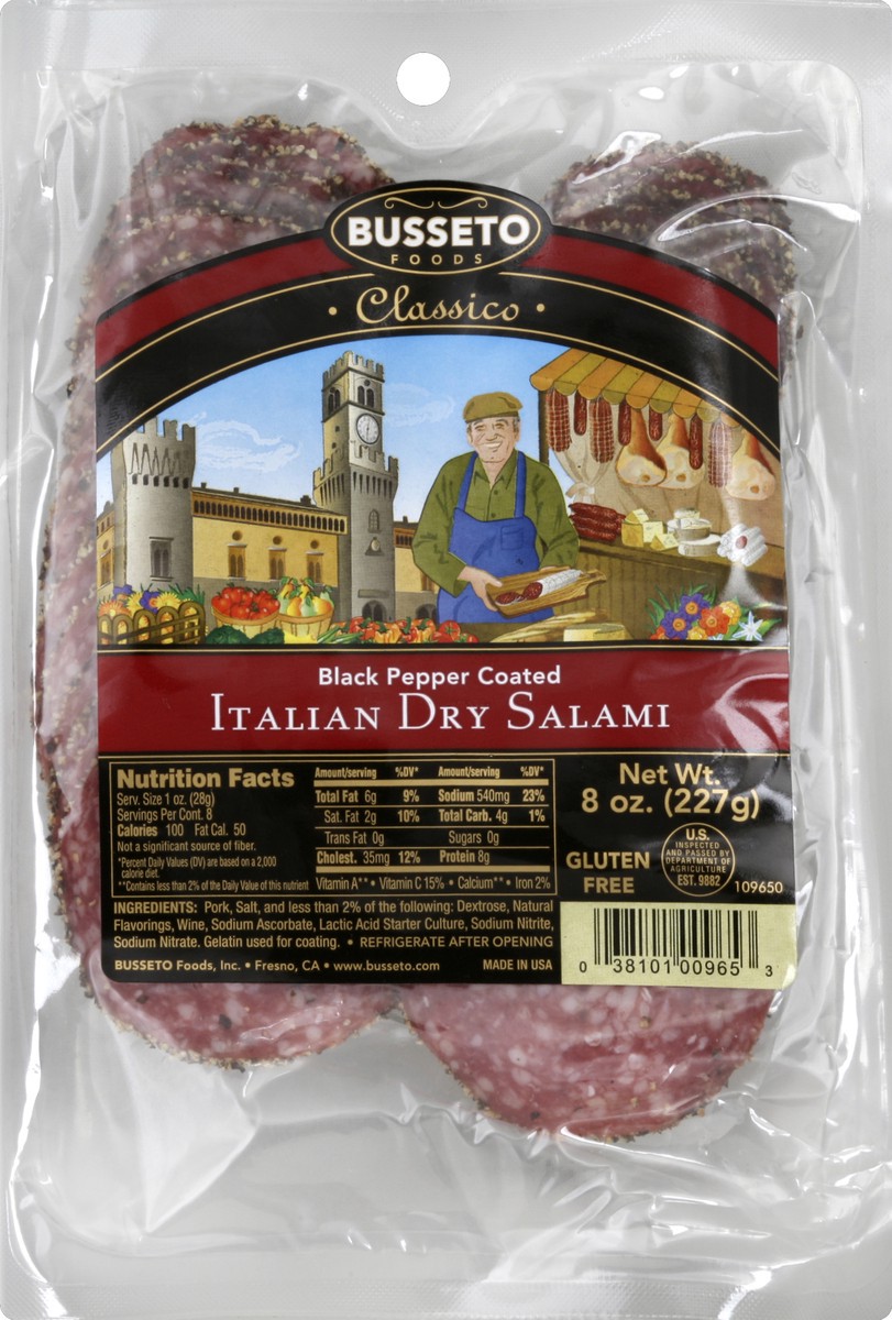 slide 2 of 4, Busseto Foods Sliced Black Pepper Italian Dry Salami, 8 oz