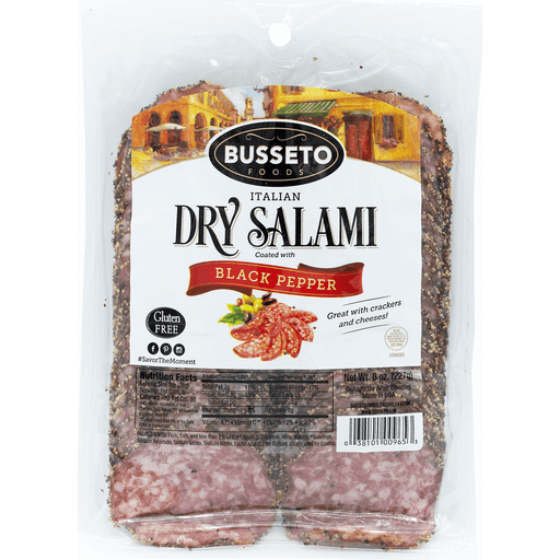 slide 1 of 4, Busseto Foods Sliced Black Pepper Italian Dry Salami, 8 oz