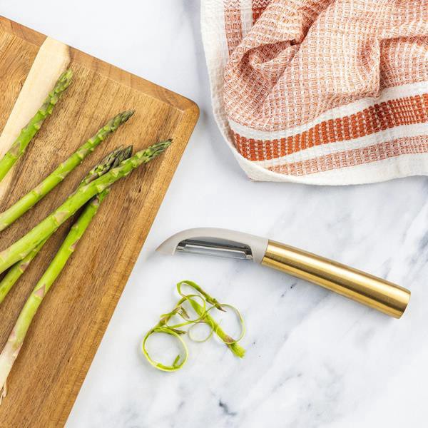 slide 1 of 1, Hy-Vee Seasons Peeler In Gold And Chateau Gray, 1 ct