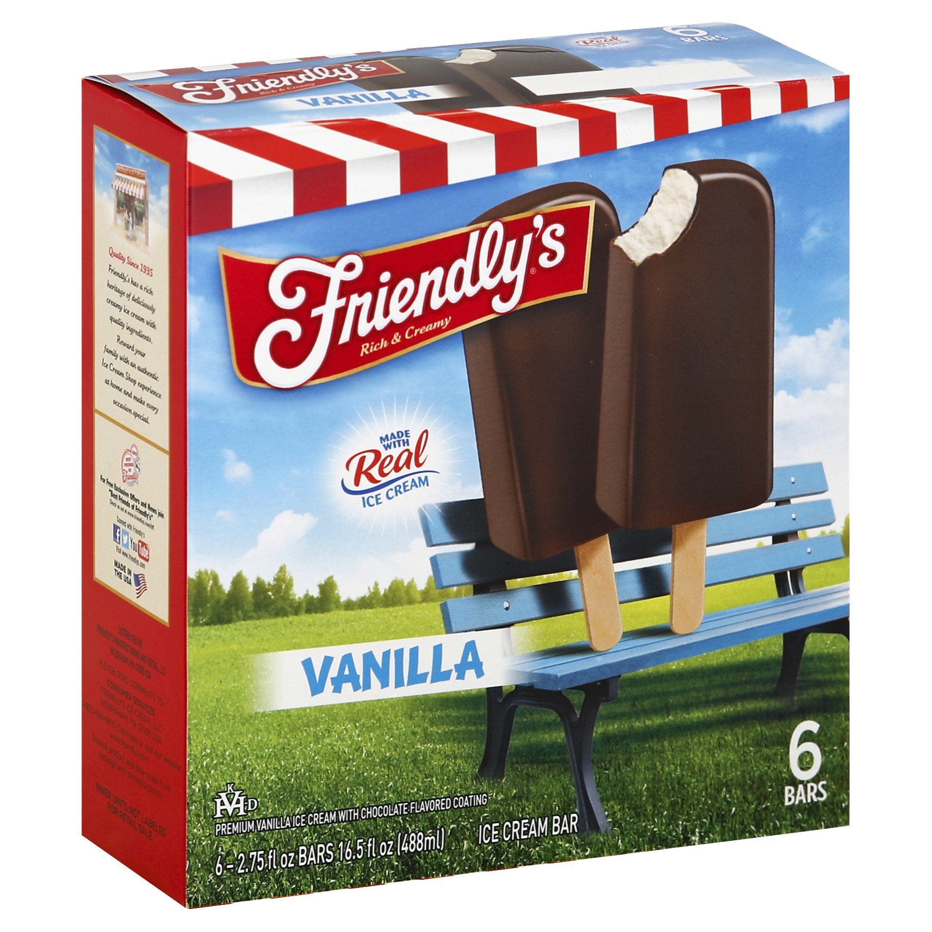 slide 1 of 1, Friendly's Ice Cream Bars Vanilla, 6 ct; 2.5 fl oz