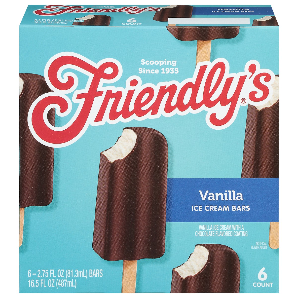 slide 1 of 9, Friendly's Ice Cream Bars Vanilla, 6 ct; 2.5 fl oz