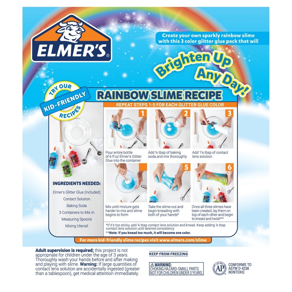 slide 2 of 6, Elmer's Rainbow Slime Starter Pack, 3 ct