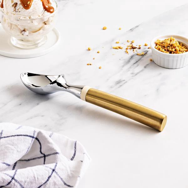 slide 1 of 1, Hy-Vee Seasons Ice Cream Scoop In Gold And Linen, 1 ct