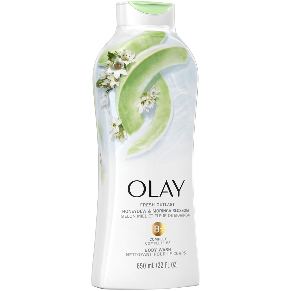 slide 2 of 3, Olay Fresh Outlast Honeydew & Moringa Body Wash, 22 oz