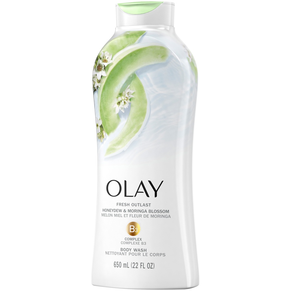 slide 3 of 3, Olay Fresh Outlast Honeydew & Moringa Body Wash, 22 oz