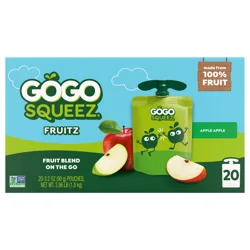 GoGo squeeZ Applesauce & Fruit Puree, Apple Apple Snack Pouches, 3.2 oz Pouches (20Pk)