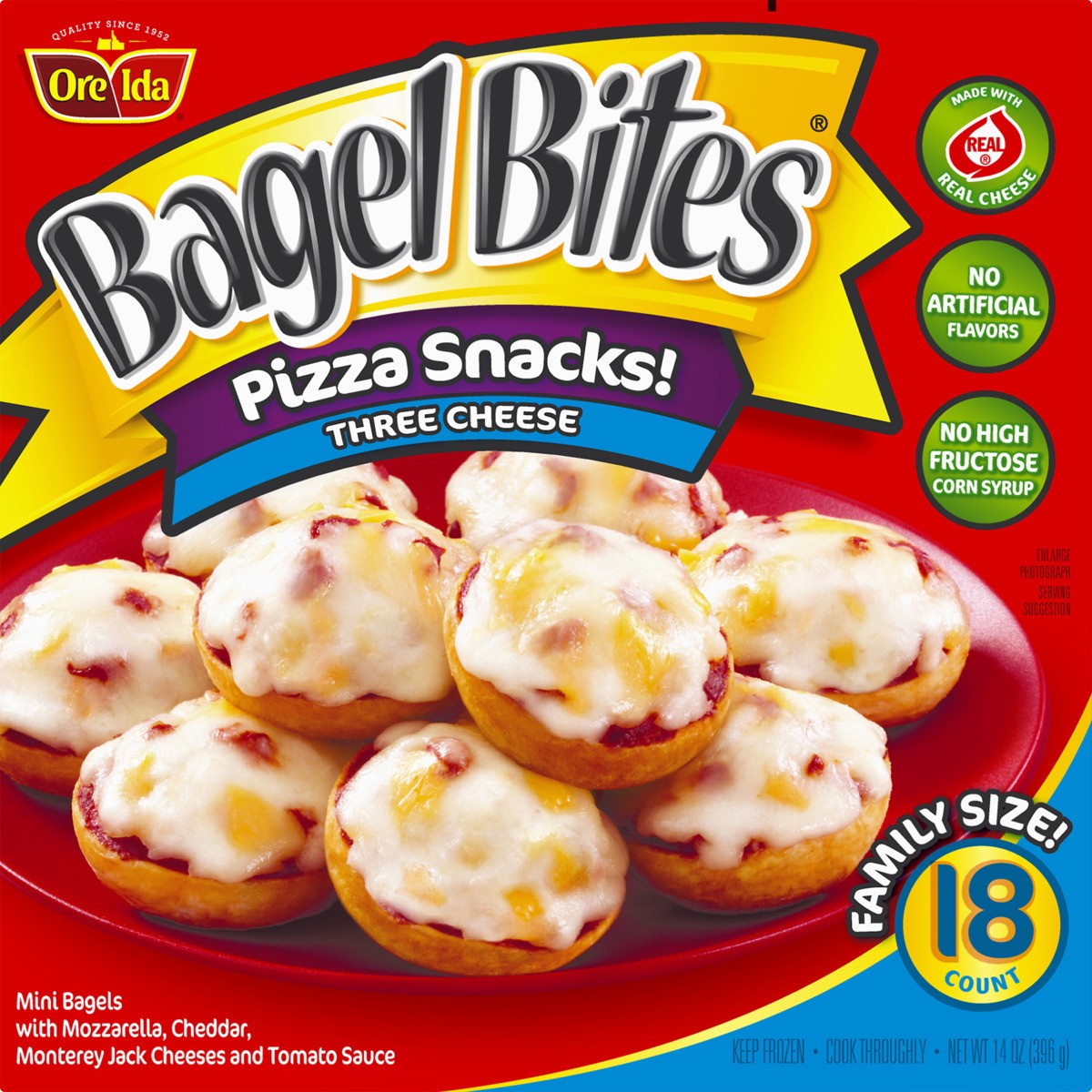 slide 3 of 6, Bagel Bites Three Cheese Pizza Snacks, 18 ct