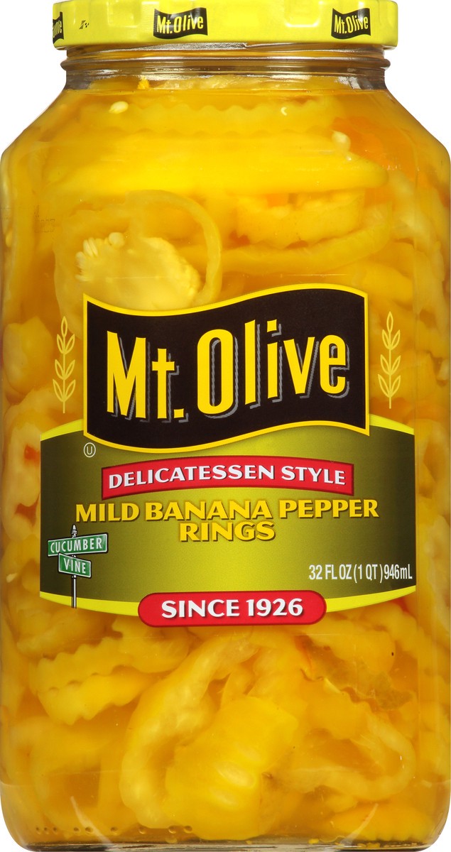 slide 4 of 9, Mt. Olive Mild Banana Pepper Rings Pickles 32 fl oz Jar, 32 oz