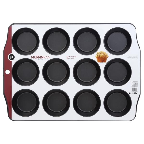 slide 1 of 1, Publix 12-Cup Non-Stick Muffin Pan, 1 ct