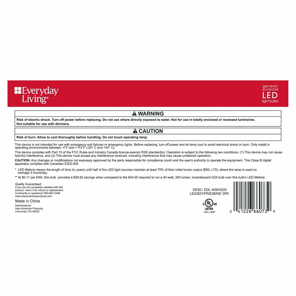 slide 3 of 6, Everyday Living 3.8Watt, 40Watt Replacement G25 Led Light Bulbs, 3 ct