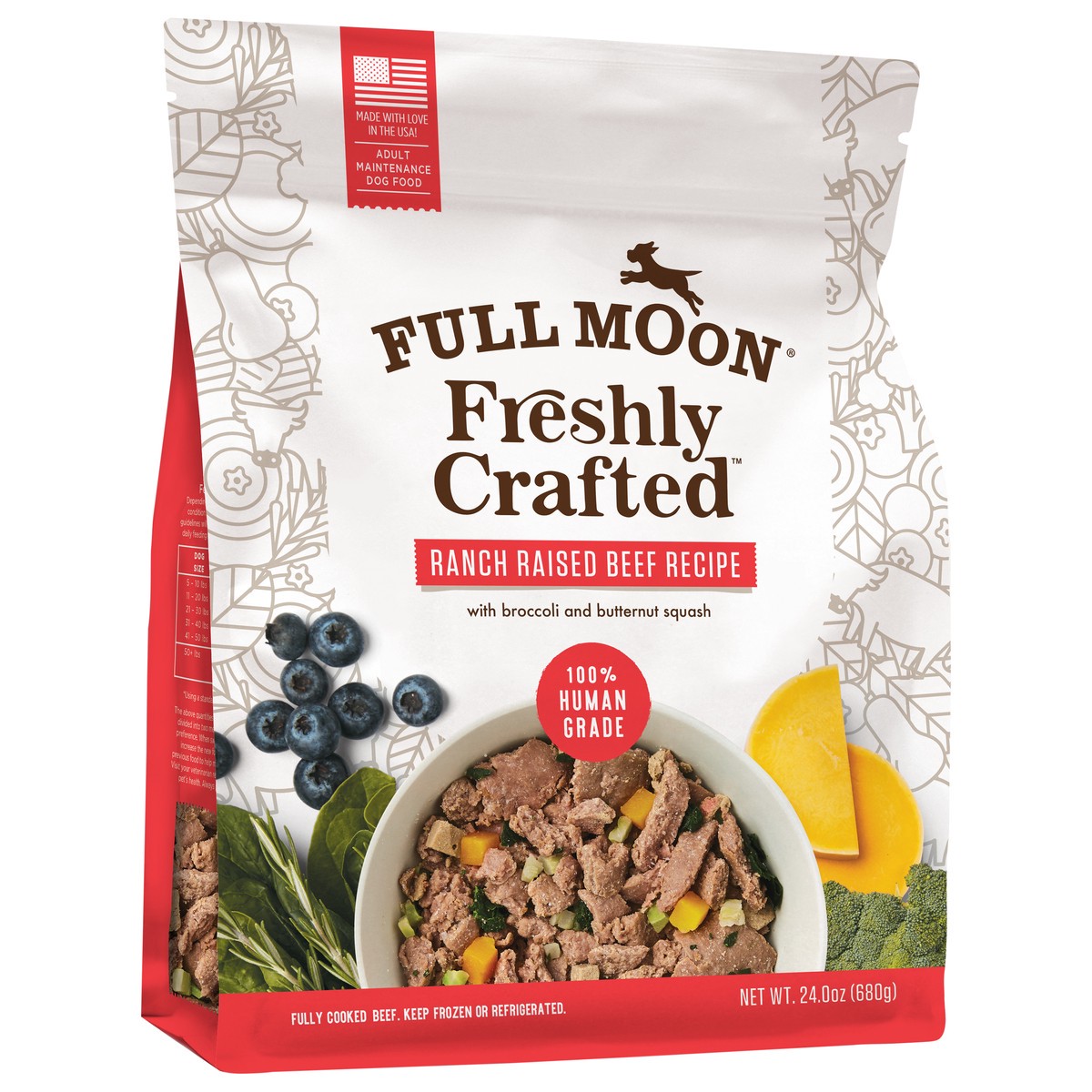 slide 5 of 5, FULL MOON Freshly Crafted Ranch Raised Beef Recipe Dog Food, 24 oz., 24 oz