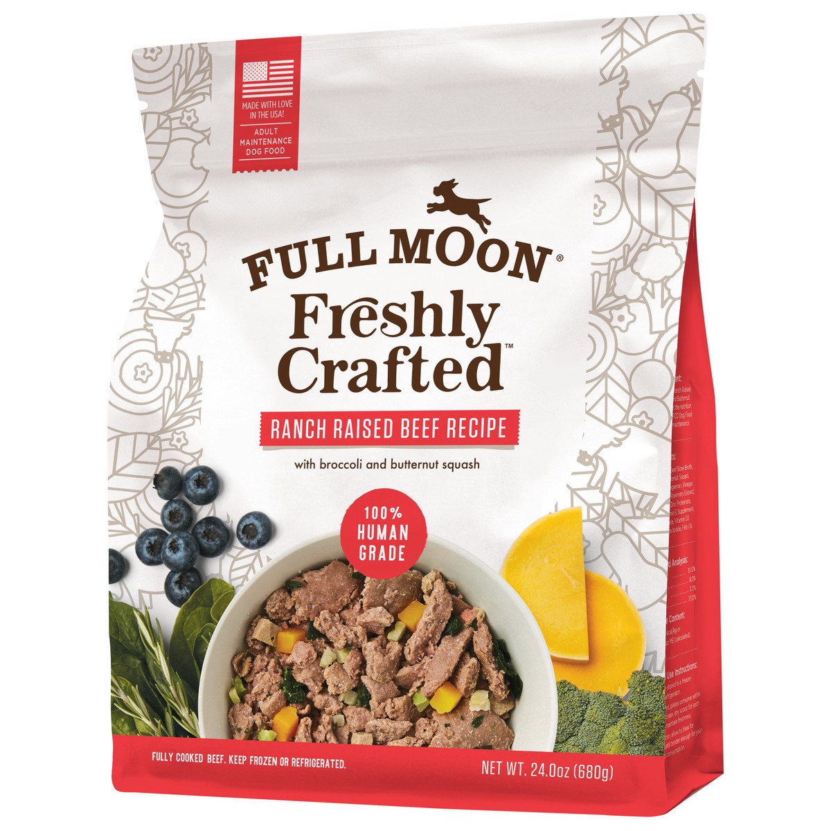 slide 4 of 5, FULL MOON Freshly Crafted Ranch Raised Beef Recipe Dog Food, 24 oz., 24 oz