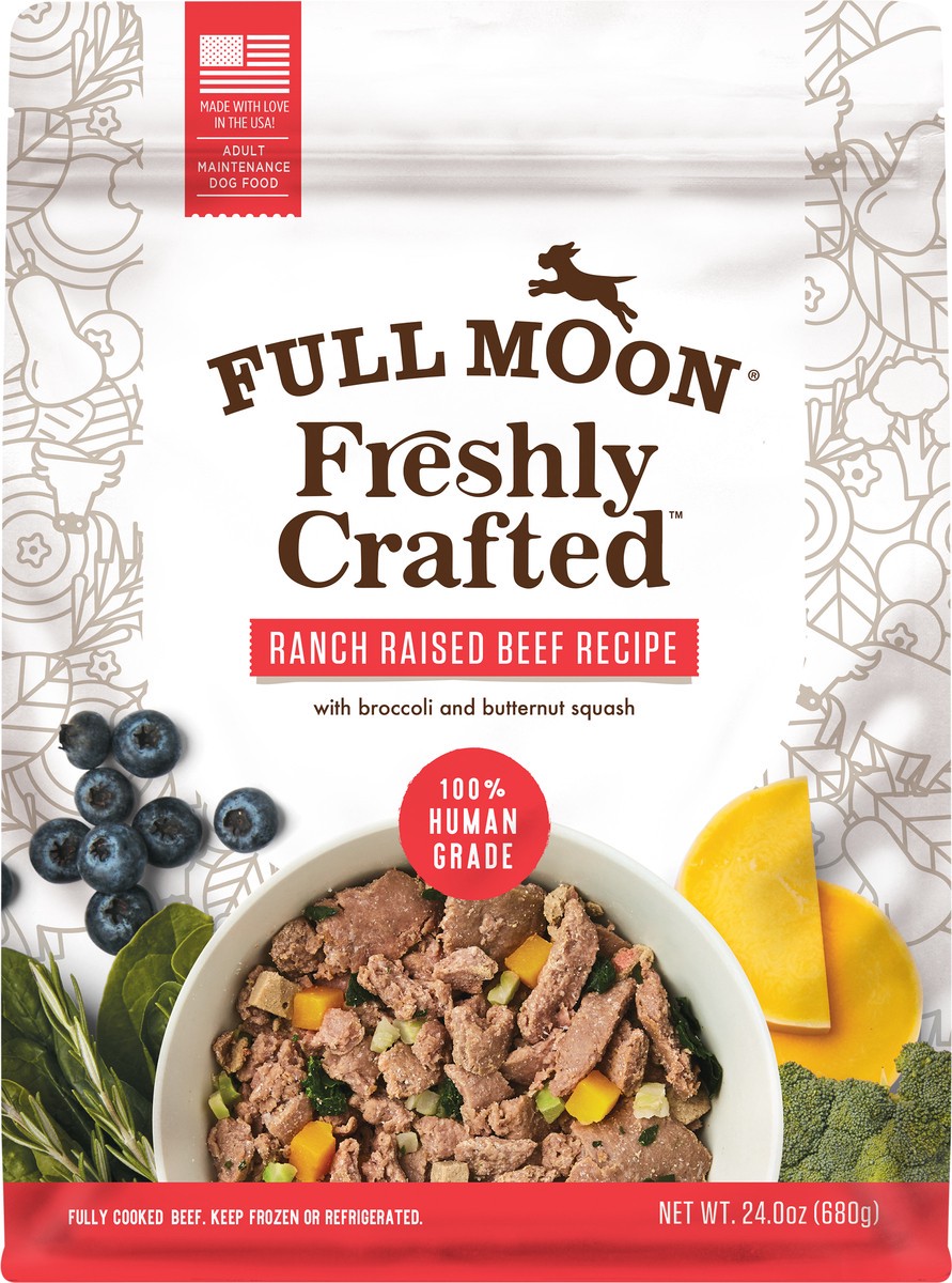 slide 3 of 5, FULL MOON Freshly Crafted Ranch Raised Beef Recipe Dog Food, 24 oz., 24 oz