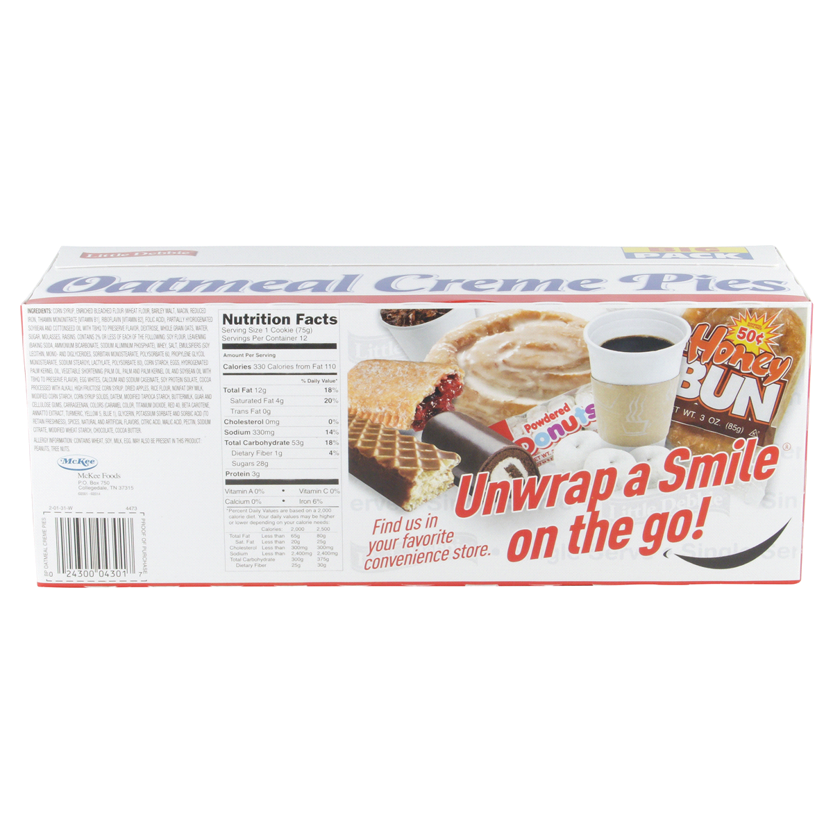 slide 2 of 5, Little Debbie Snack Cakes, Little Debbie Big Pack Oatmeal Creme Pies, 12 ct