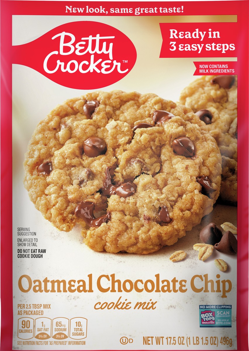 slide 7 of 9, Betty Crocker Oatmeal Chocolate Chip Cookies, Cookie Baking Mix, 17.5 oz, 17.5 oz