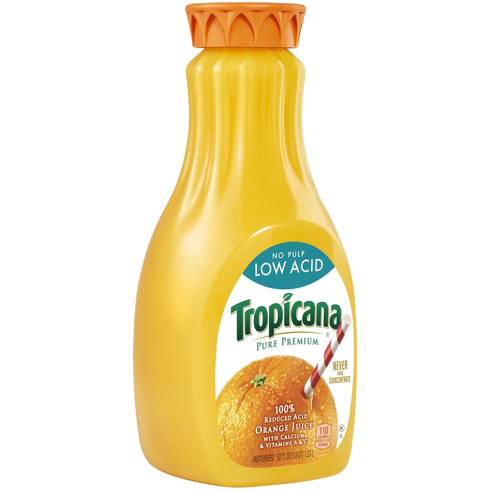 slide 2 of 4, Tropicana Pure Premium Low Acid No Pulp Orange Juice, 52 fl oz