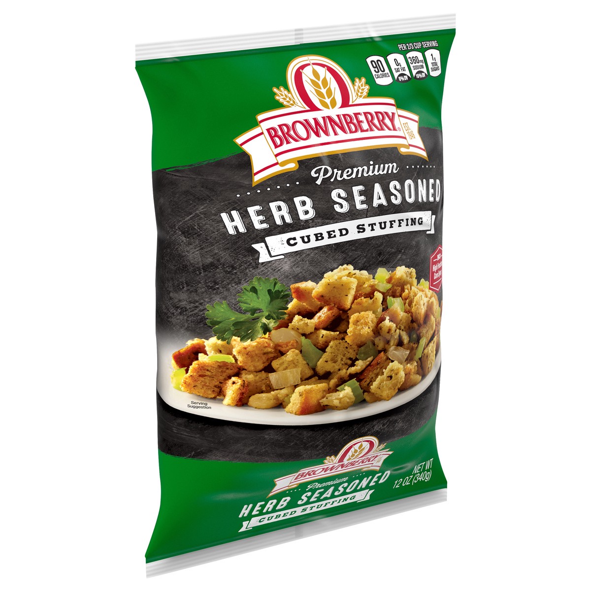 slide 4 of 8, Brownberry Premium Herb Seasoned Cubed Stuffing, 12 oz, Stuffing Bread, Bag, 14 oz