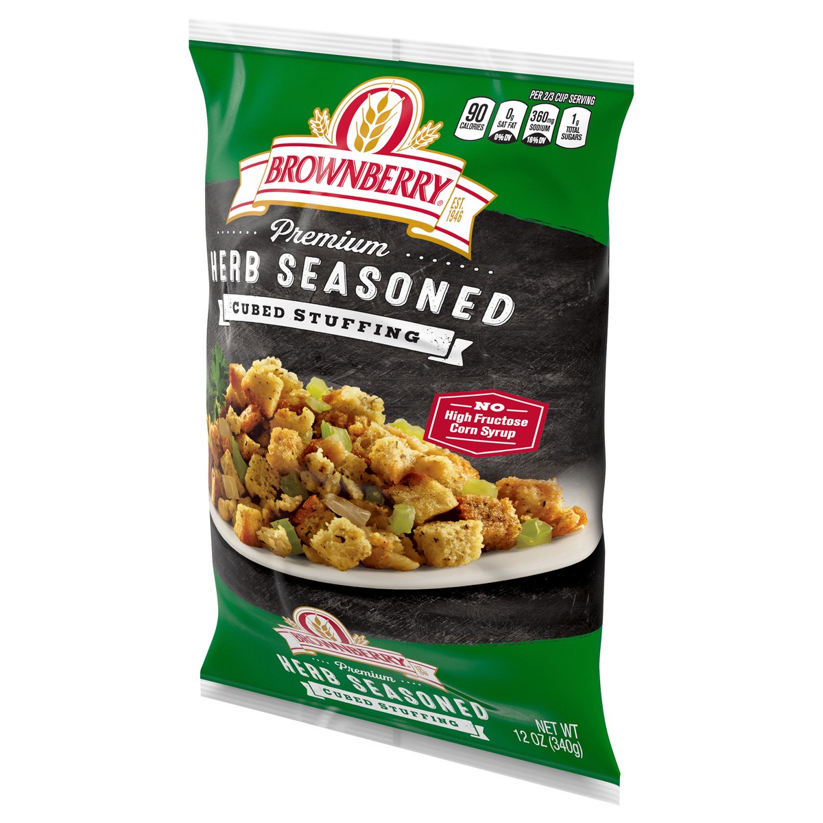 slide 5 of 8, Brownberry Premium Herb Seasoned Cubed Stuffing, 12 oz, Stuffing Bread, Bag, 14 oz