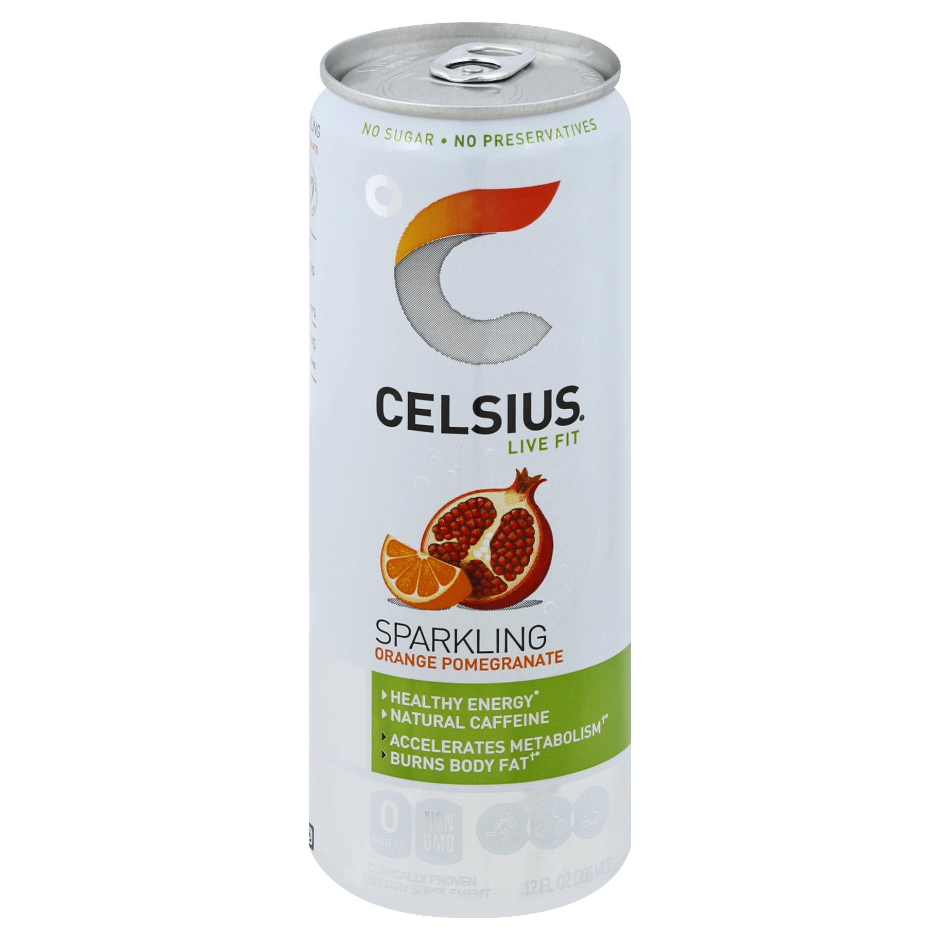 slide 1 of 1, CELSIUS Sparkling Pomegranate Orange Dietary Supplement, 12 fl oz