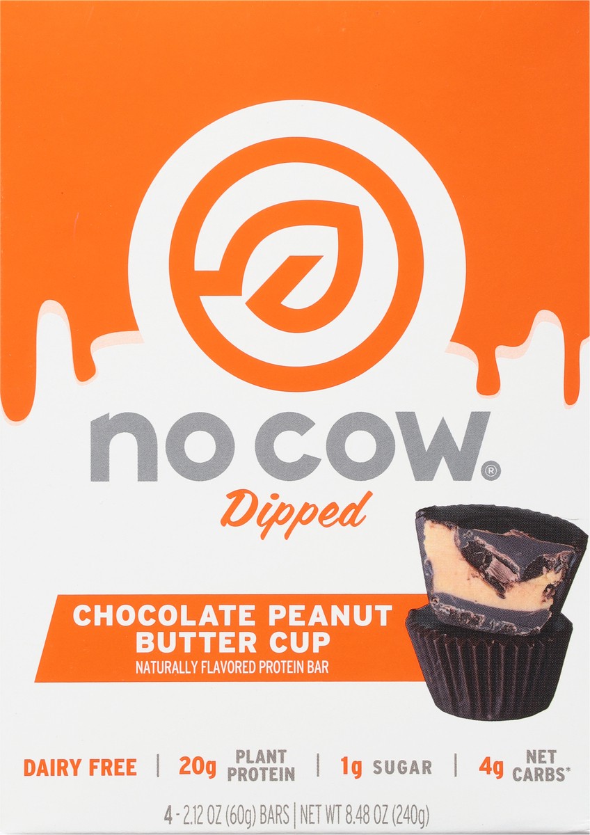 slide 9 of 9, No Cow Chocolate Peanut Butter Cup Bar, 8.48 oz