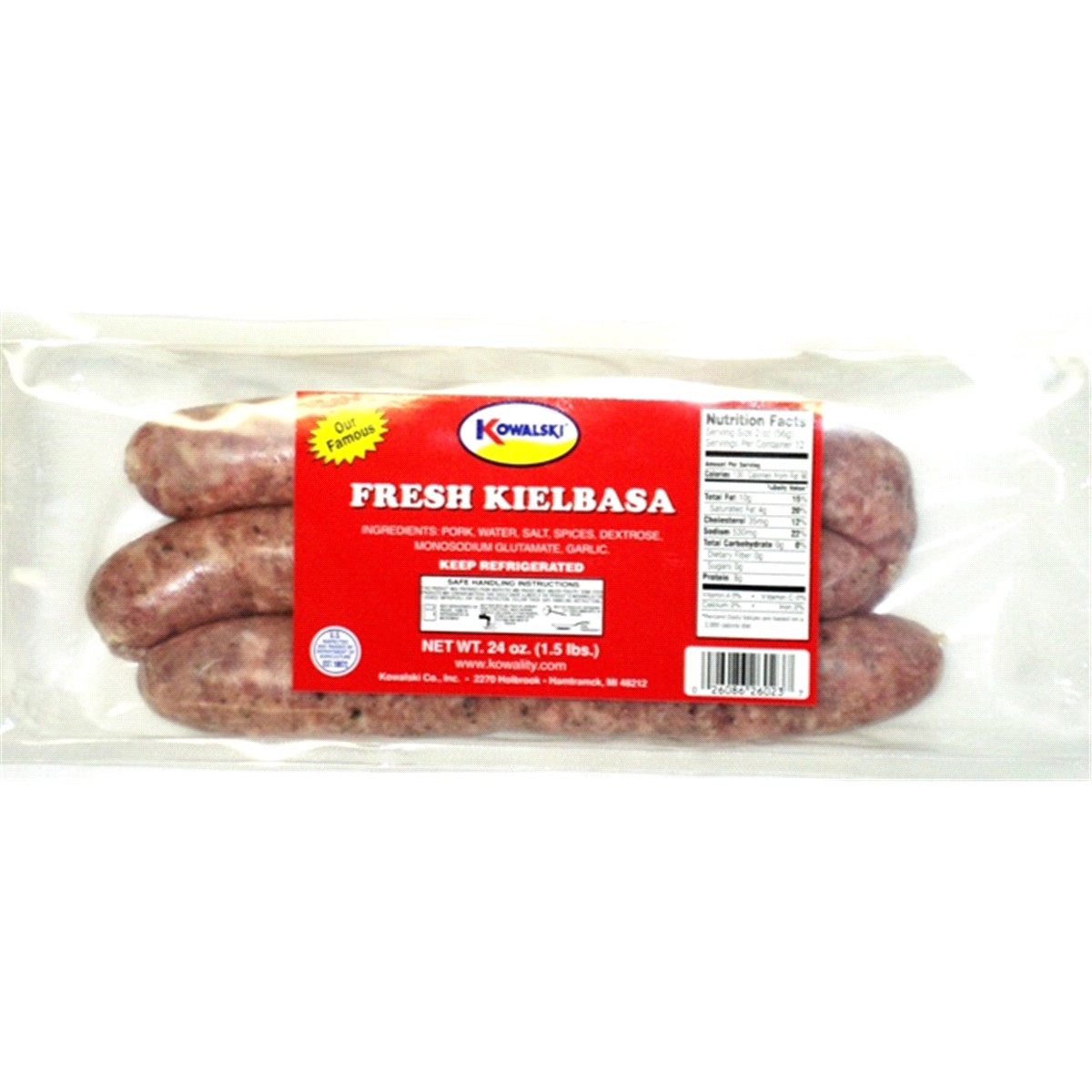 slide 1 of 1, Kowalski Fresh Kielbasa, 24 oz