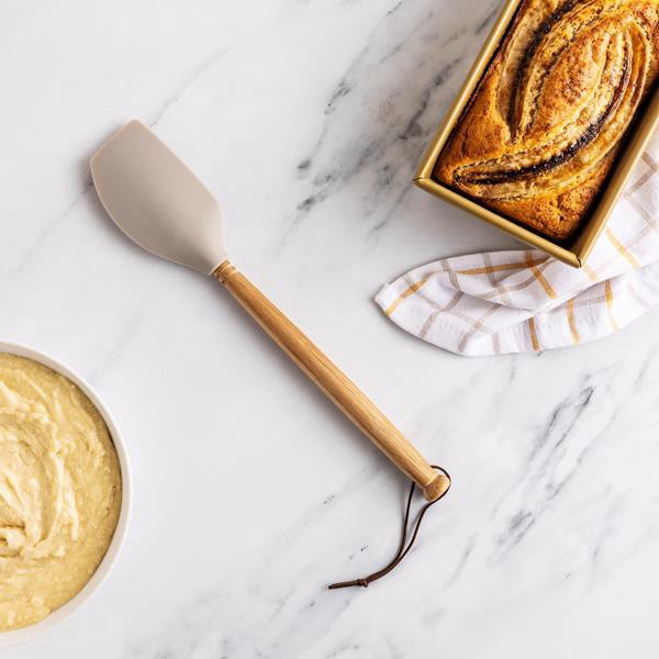 slide 1 of 1, Hy-Vee Seasons Acacia Wood Silicone Spatula, 1 ct