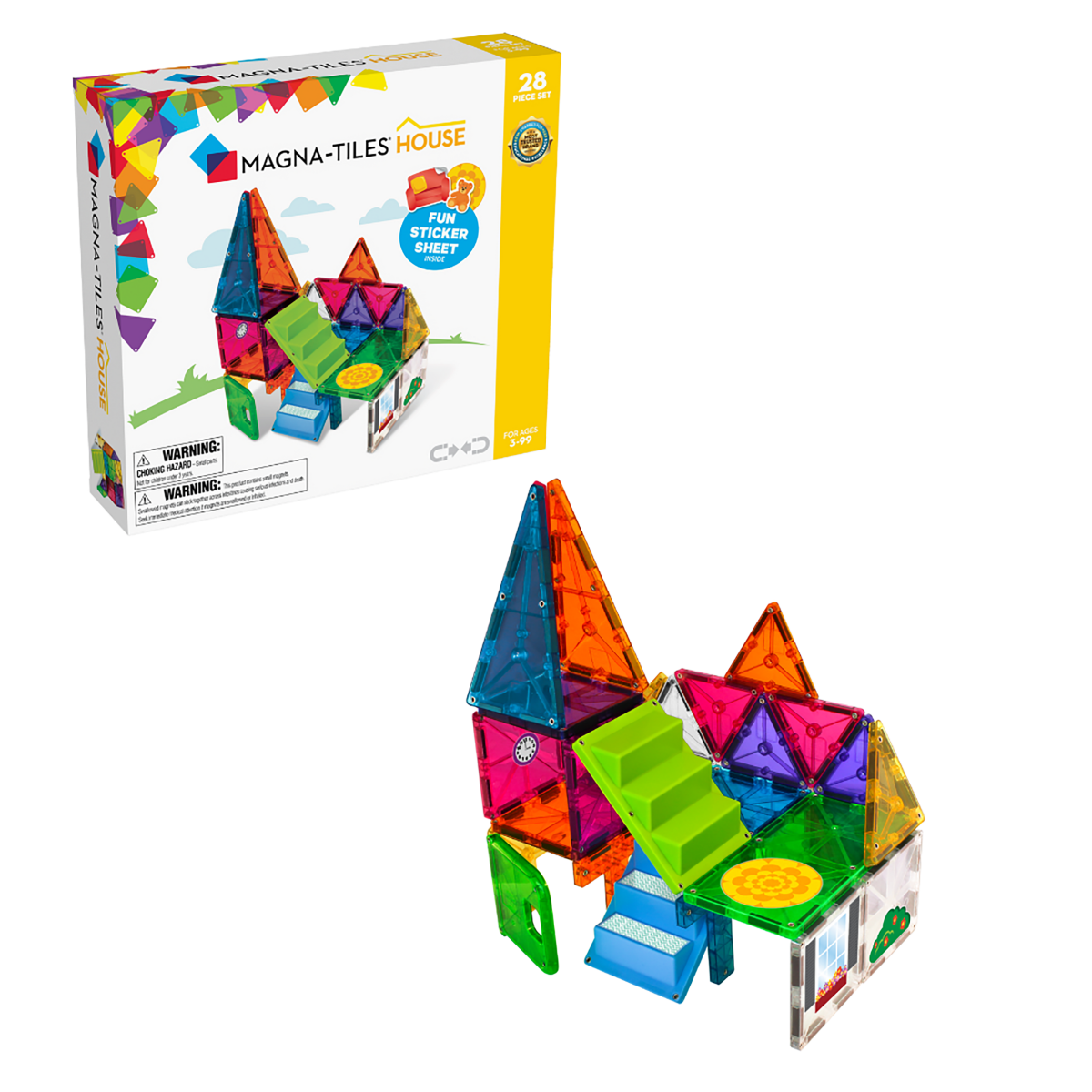 slide 1 of 10, Magna-Tiles 3D Magnetic Building Tiles, 28 ct