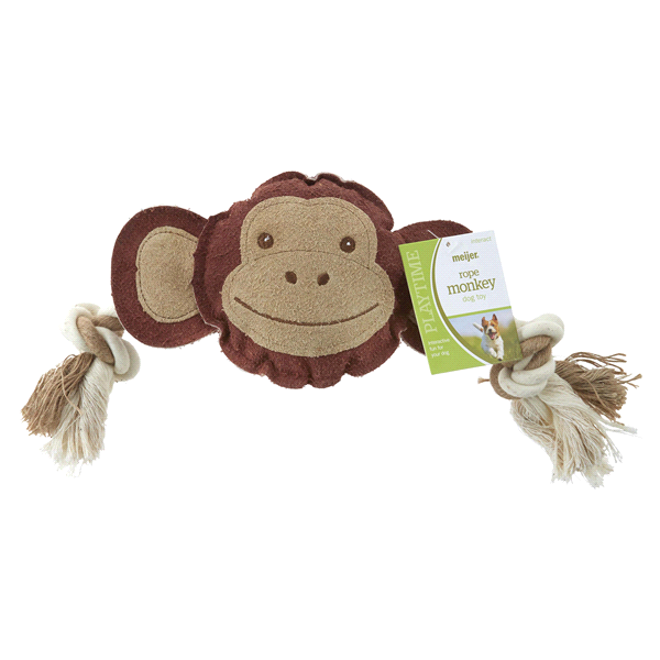 slide 1 of 1, Meijer Into The Wild Monkey Head on Rope Dog Toy, 1 ct