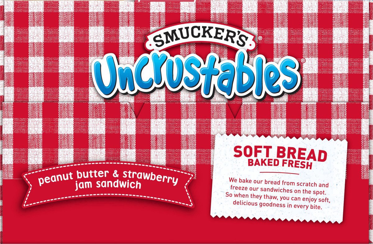 slide 14 of 14, Smucker's Smucker’s Uncrustables Peanut Butter & Strawberry Jam Sandwiches, 10 Count, 2 Oz. Each, Frozen, 10 ct; 2 oz