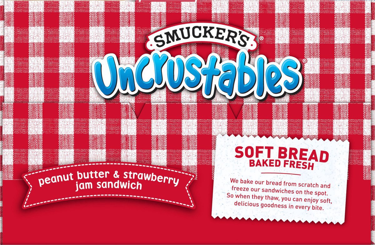 slide 3 of 14, Smucker's Uncrustables Peanut Butter & Strawberry Jam Sandwich, 10-Count Pack, 10 ct; 2 oz