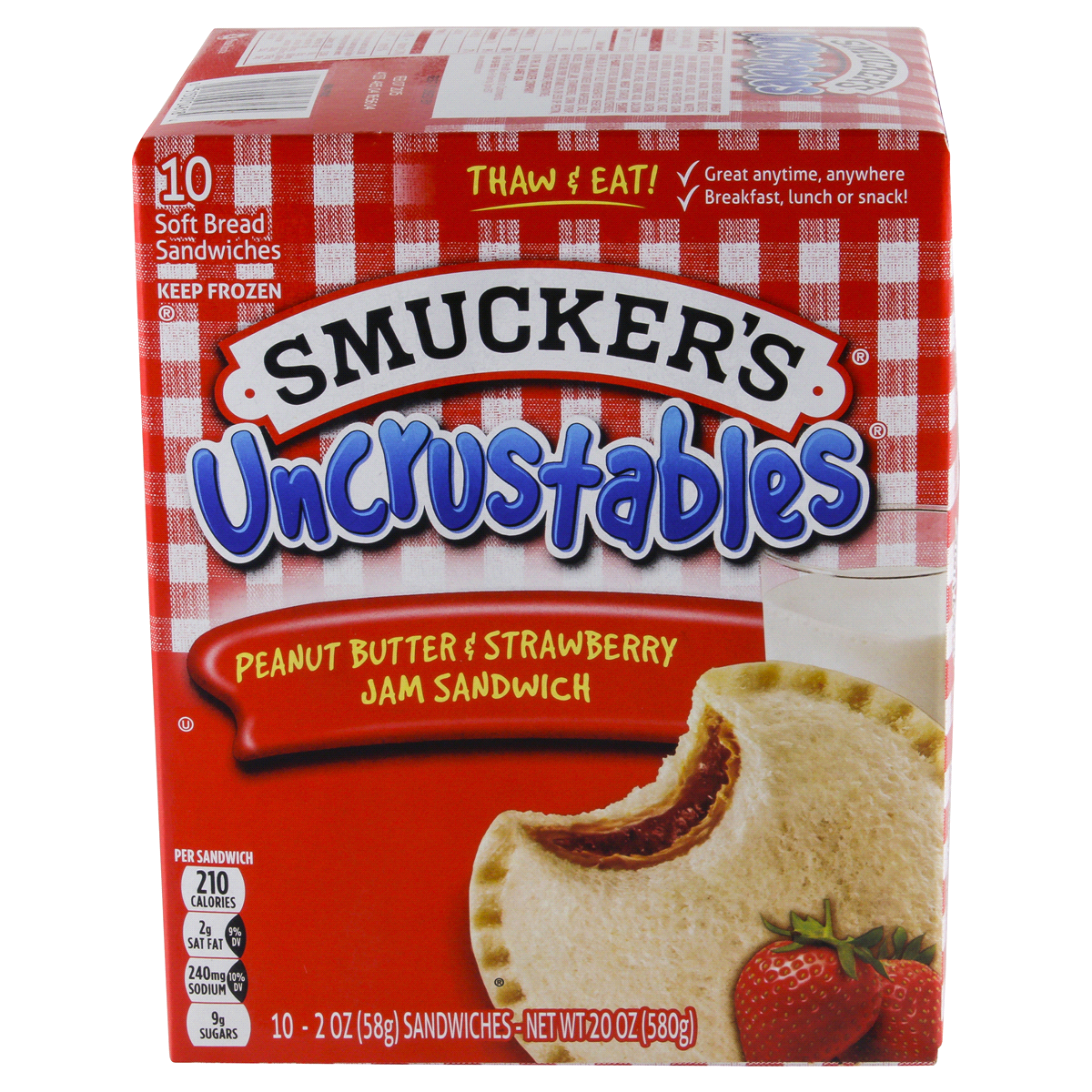 slide 11 of 14, Smucker's Smucker’s Uncrustables Peanut Butter & Strawberry Jam Sandwiches, 10 Count, 2 Oz. Each, Frozen, 10 ct; 2 oz