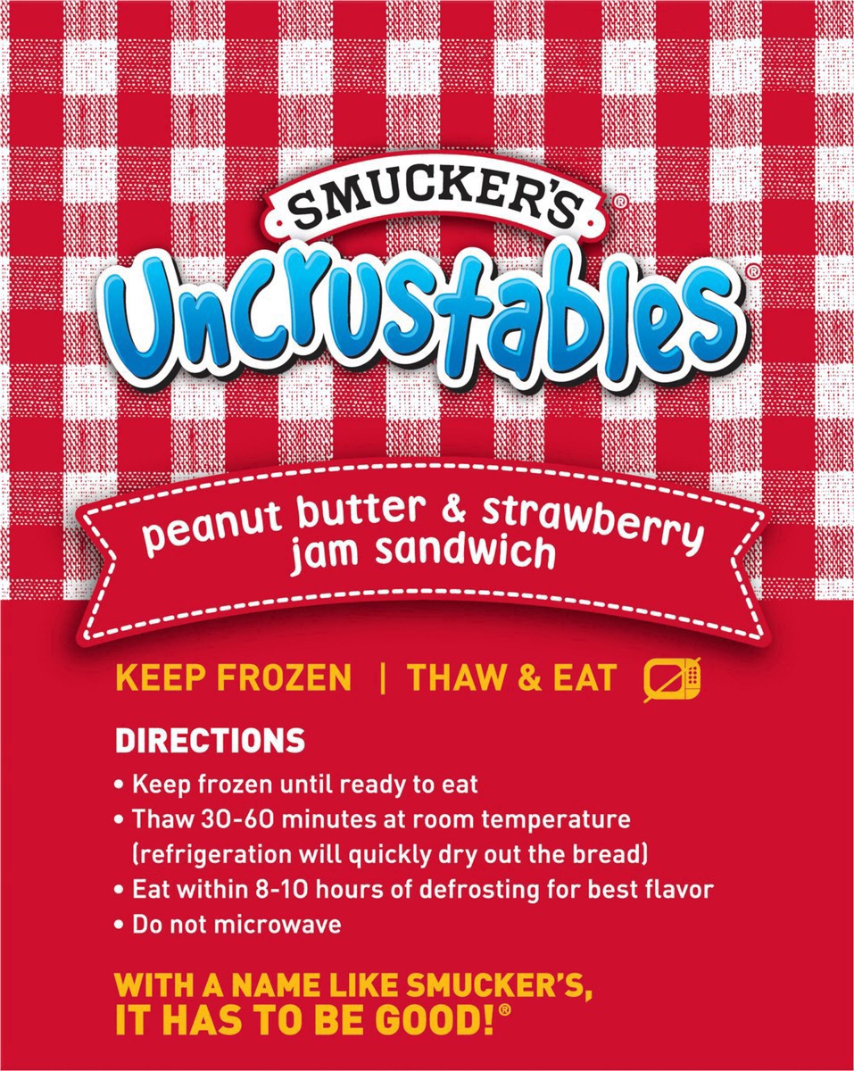 slide 10 of 14, Smucker's Smucker’s Uncrustables Peanut Butter & Strawberry Jam Sandwiches, 10 Count, 2 Oz. Each, Frozen, 10 ct; 2 oz
