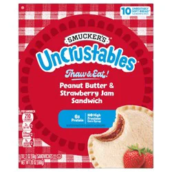 Smucker's Smucker’s Uncrustables Peanut Butter & Strawberry Jam Sandwiches, 10 Count, 2 Oz. Each, Frozen