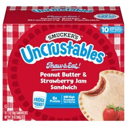 Smucker's Smucker’s Uncrustables Peanut Butter & Strawberry Jam Sandwiches, 10 Count, 2 Oz. Each, Frozen