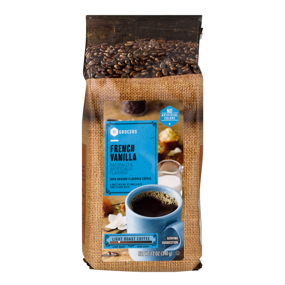 slide 1 of 1, SE Grocers 100% Ground Flavored Coffee French Vanilla - 12 oz, 12 oz