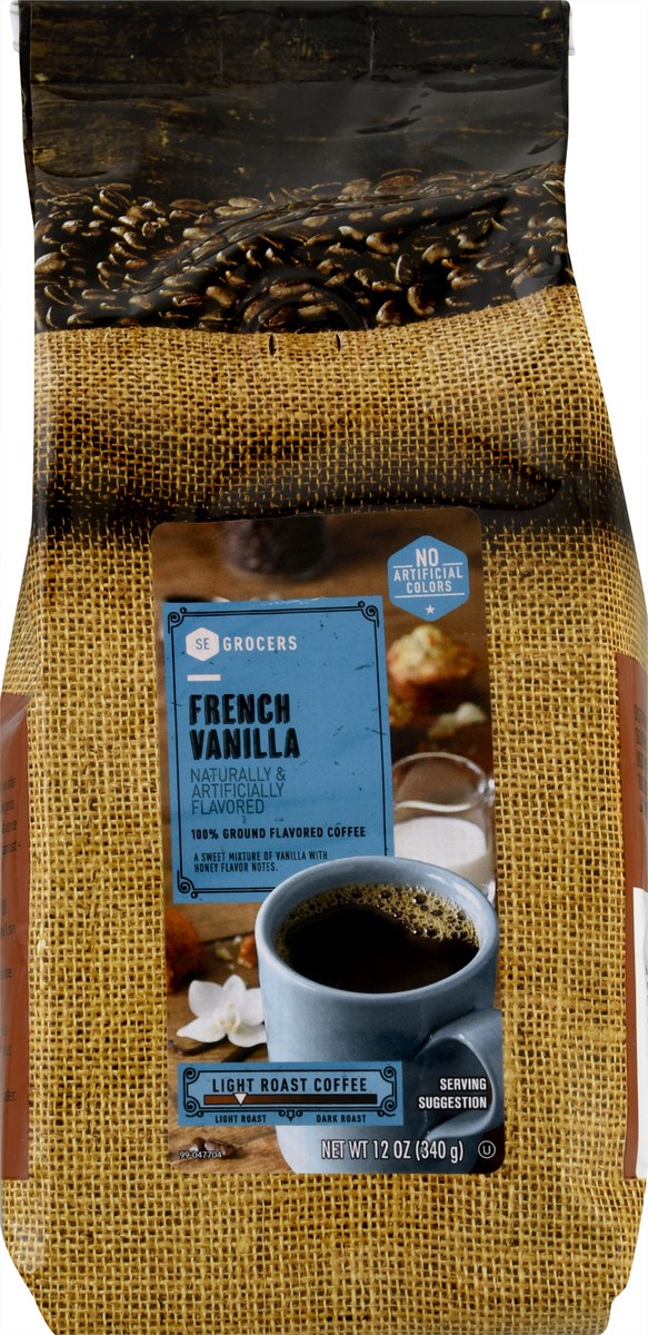 slide 1 of 10, SE Grocers 100% Ground Flavored Coffee French Vanilla - 12 oz, 12 oz