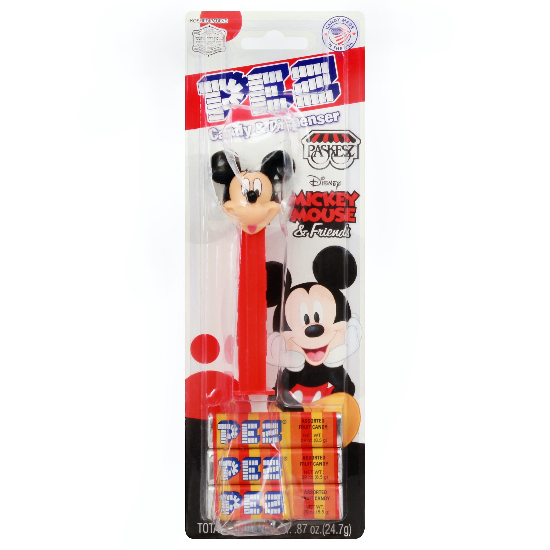 slide 1 of 1, PEZ Fruit Candy & Dispenser, Assorted, Mickey Mouse & Friends, 0.87 oz