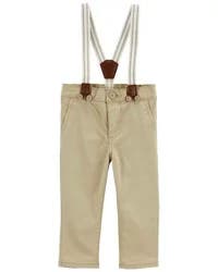 Oshkosh Baby Twill Suspender Pants - Khaki - 3M